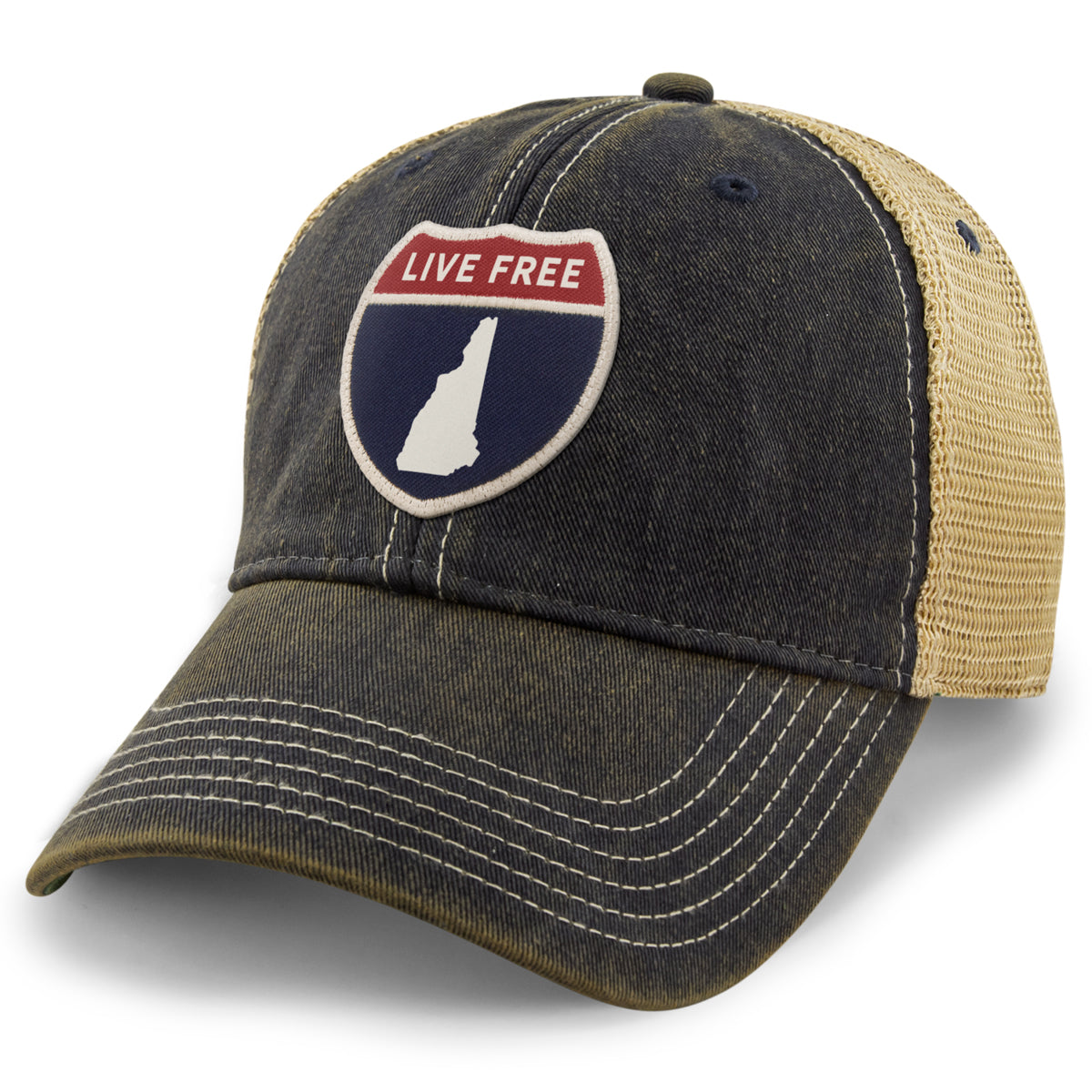 New Hampshire Interstate Patch Dirty Water Trucker Hat - Chowdaheadz