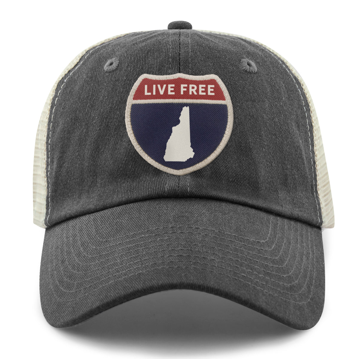 New Hampshire Interstate Sign Relaxed Trucker Hat - Chowdaheadz