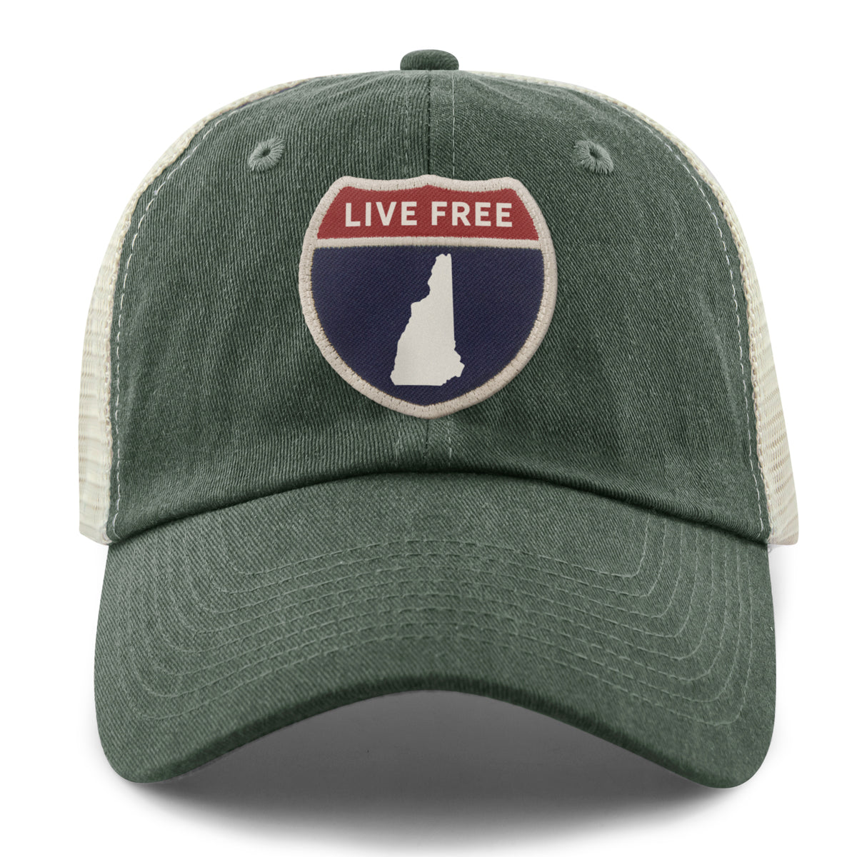 New Hampshire Interstate Sign Relaxed Trucker Hat - Chowdaheadz