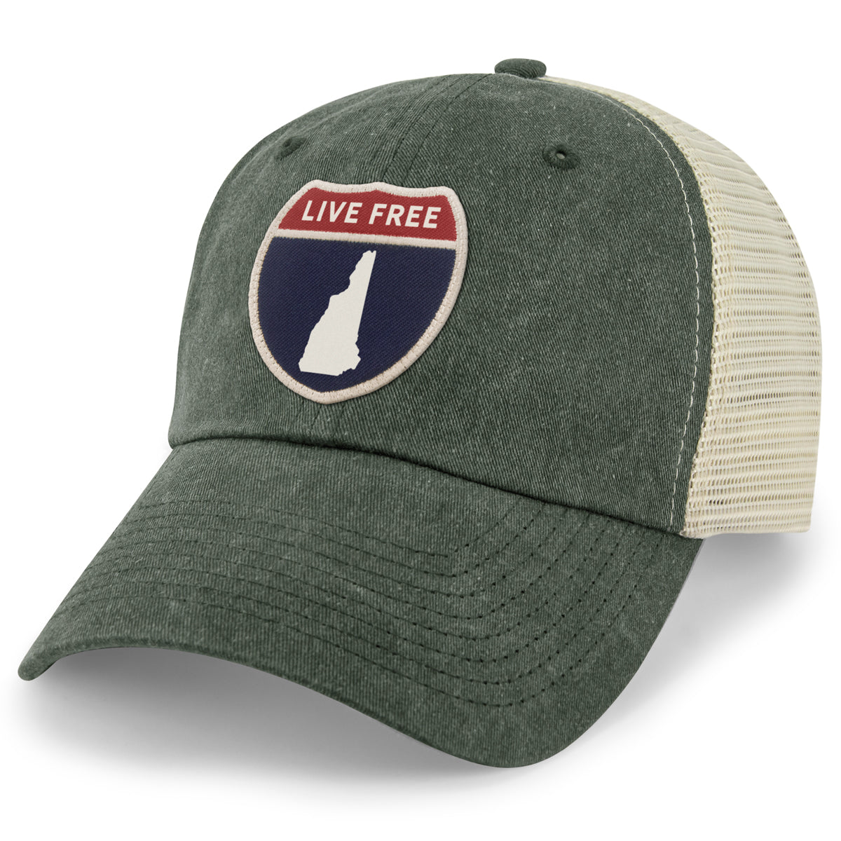 New Hampshire Interstate Sign Relaxed Trucker Hat - Chowdaheadz