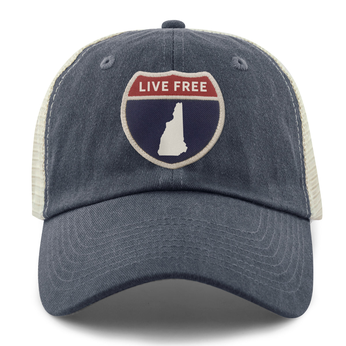 New Hampshire Interstate Sign Relaxed Trucker Hat - Chowdaheadz