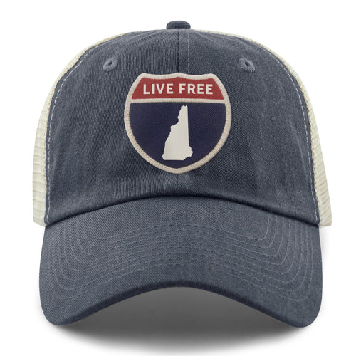 New Hampshire Interstate Sign Relaxed Trucker Hat - Chowdaheadz