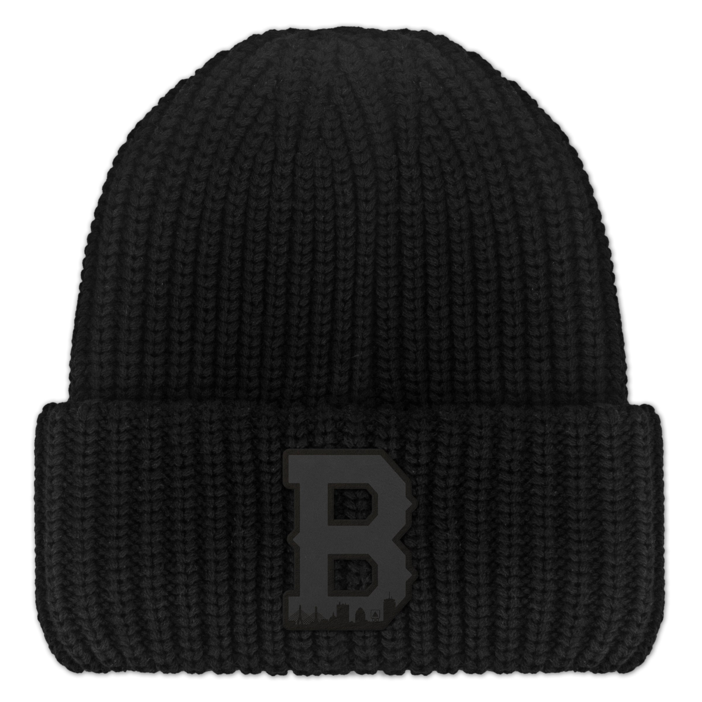 Boston Block B Skyline Blackout Chunky Knit Winter Hat