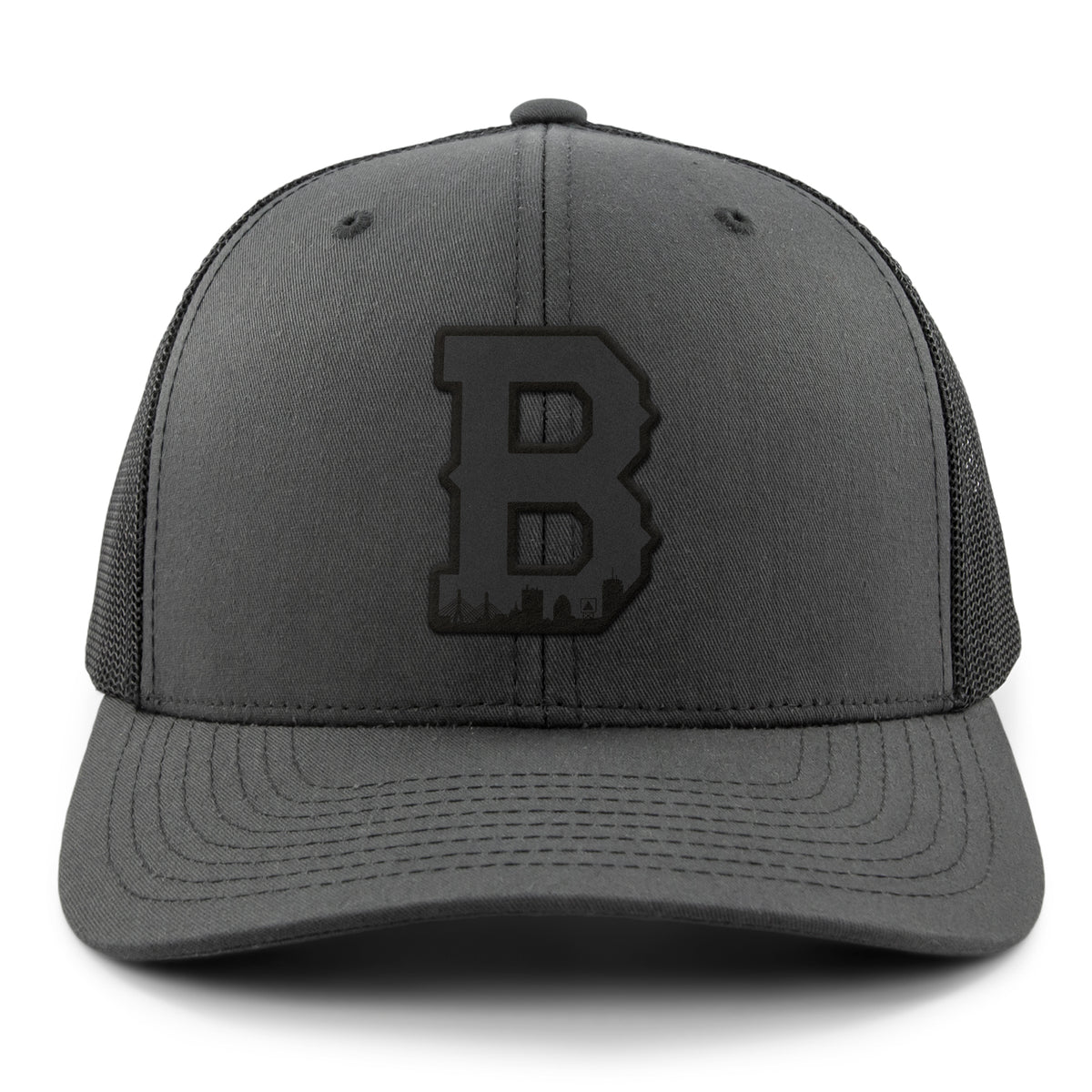 Boston Block B Skyline Blackout Classic Snapback Trucker Hat - Chowdaheadz