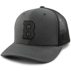 Boston Block B Skyline Blackout Classic Snapback Trucker Hat - Chowdaheadz
