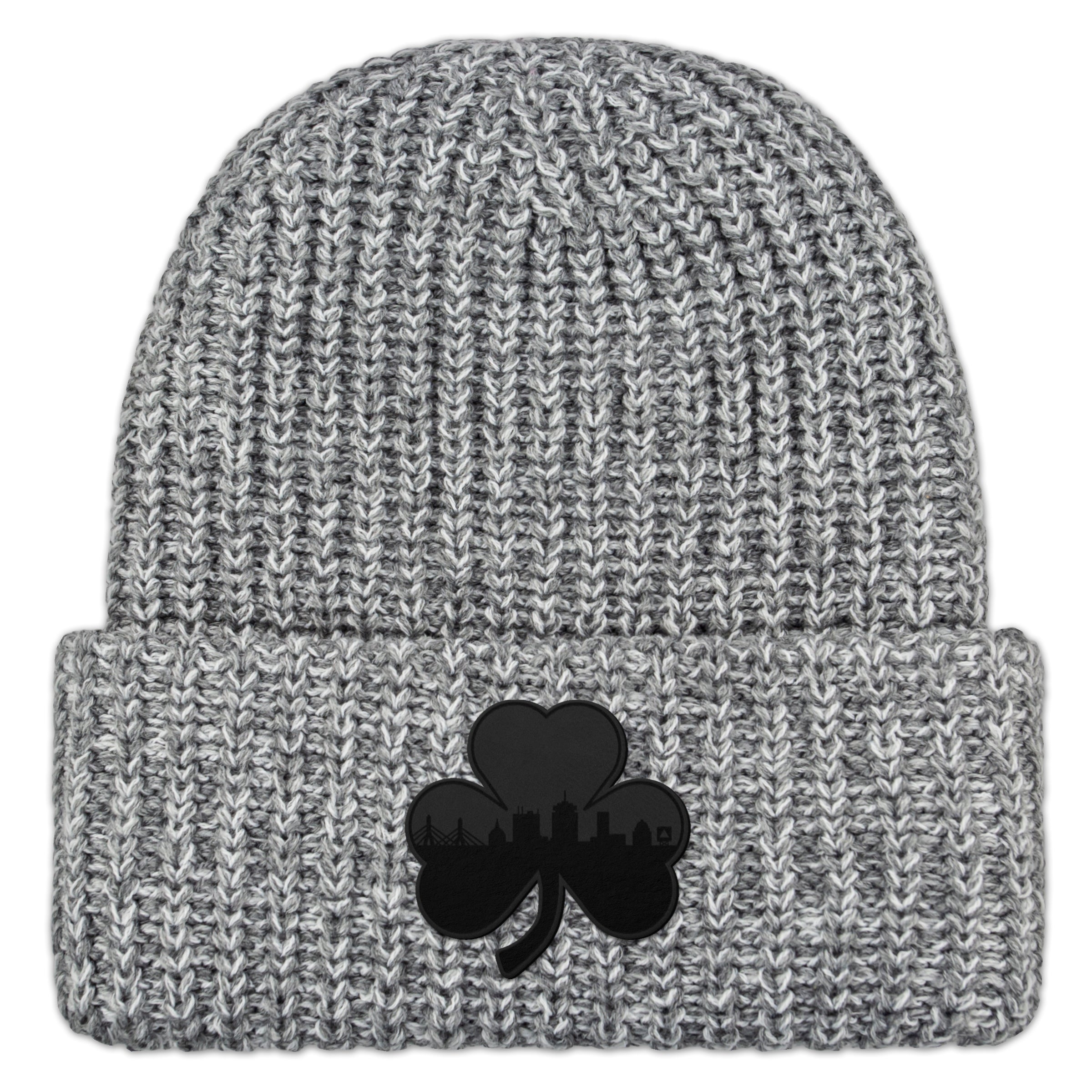 Boston Shamrock Skyline Blackout Chunky Knit Winter Hat