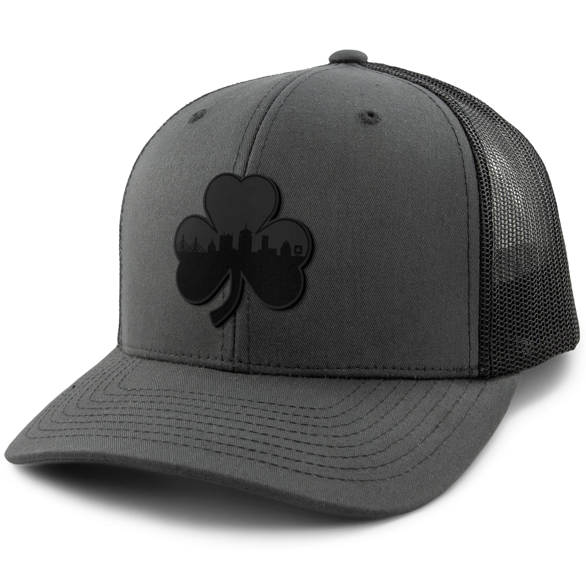 Boston Shamrock Skyline Blackout Classic Snapback Trucker Hat - Chowdaheadz