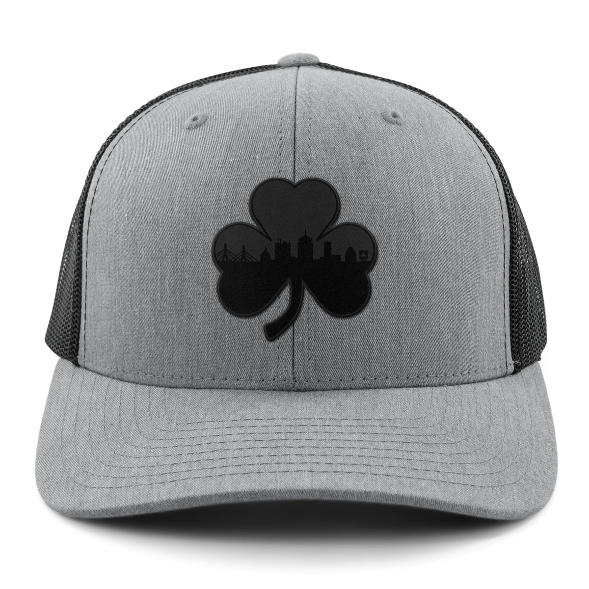 Boston Shamrock Skyline Blackout Classic Snapback Trucker Hat - Chowdaheadz