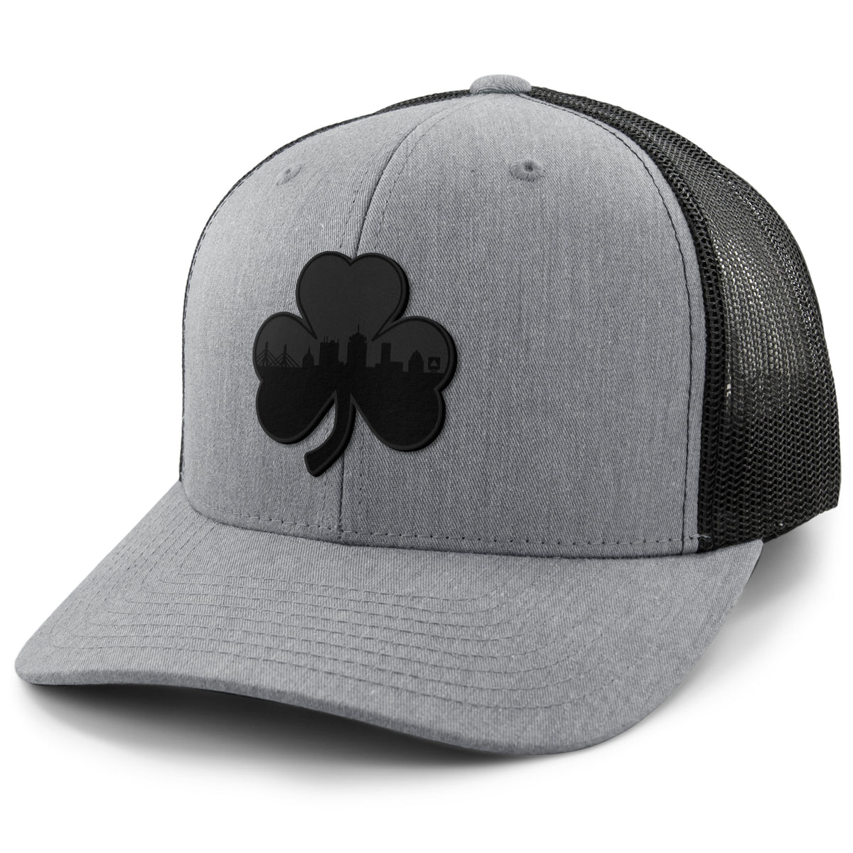 Boston Shamrock Skyline Blackout Classic Snapback Trucker Hat - Chowdaheadz