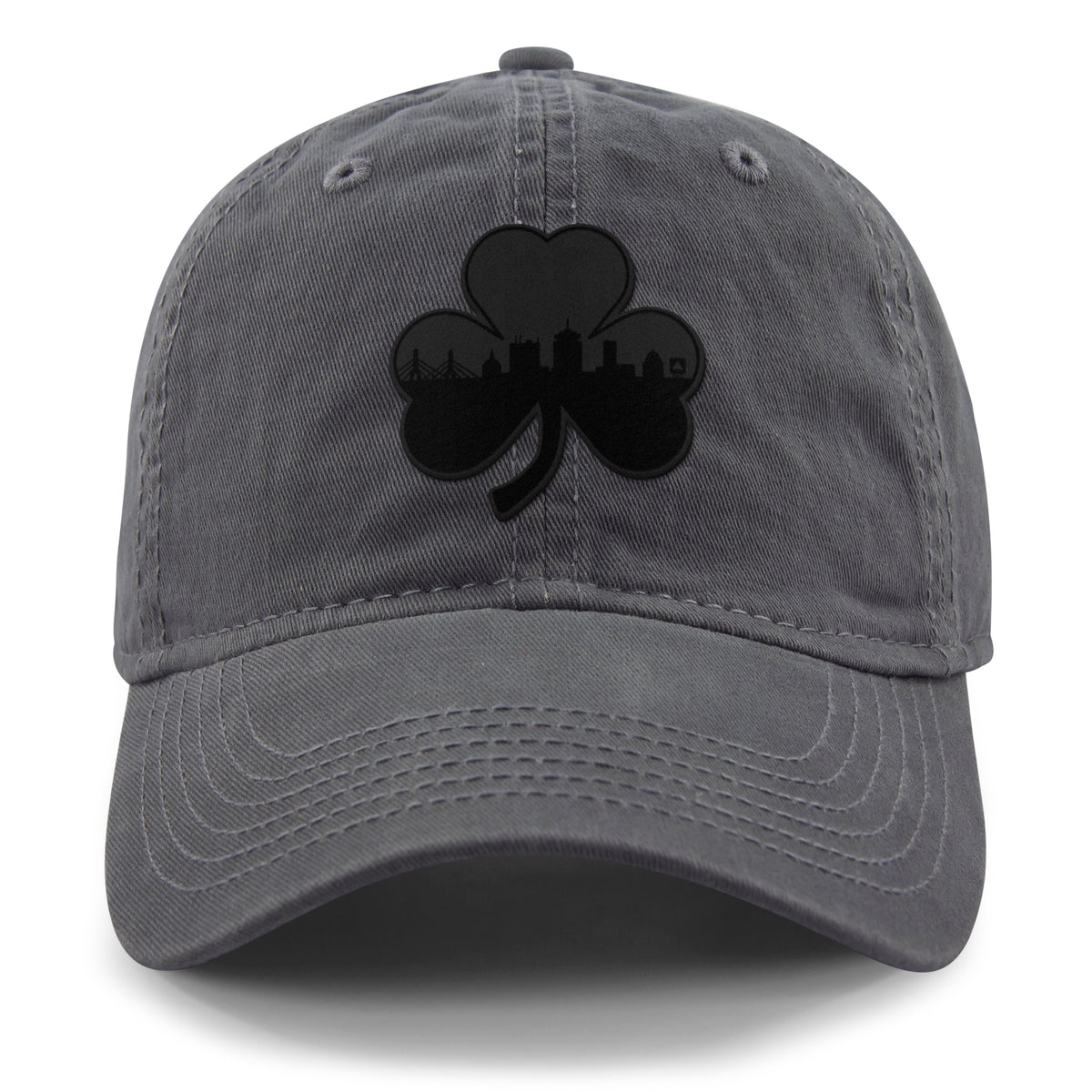 Boston Shamrock Skyline Blackout Dad Hat - Chowdaheadz