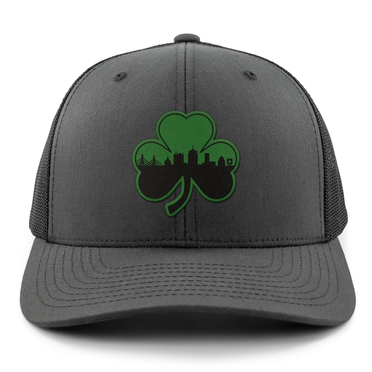 Green Tonal Shamrock Boston Skyline Classic Snapback Trucker Hat - Chowdaheadz
