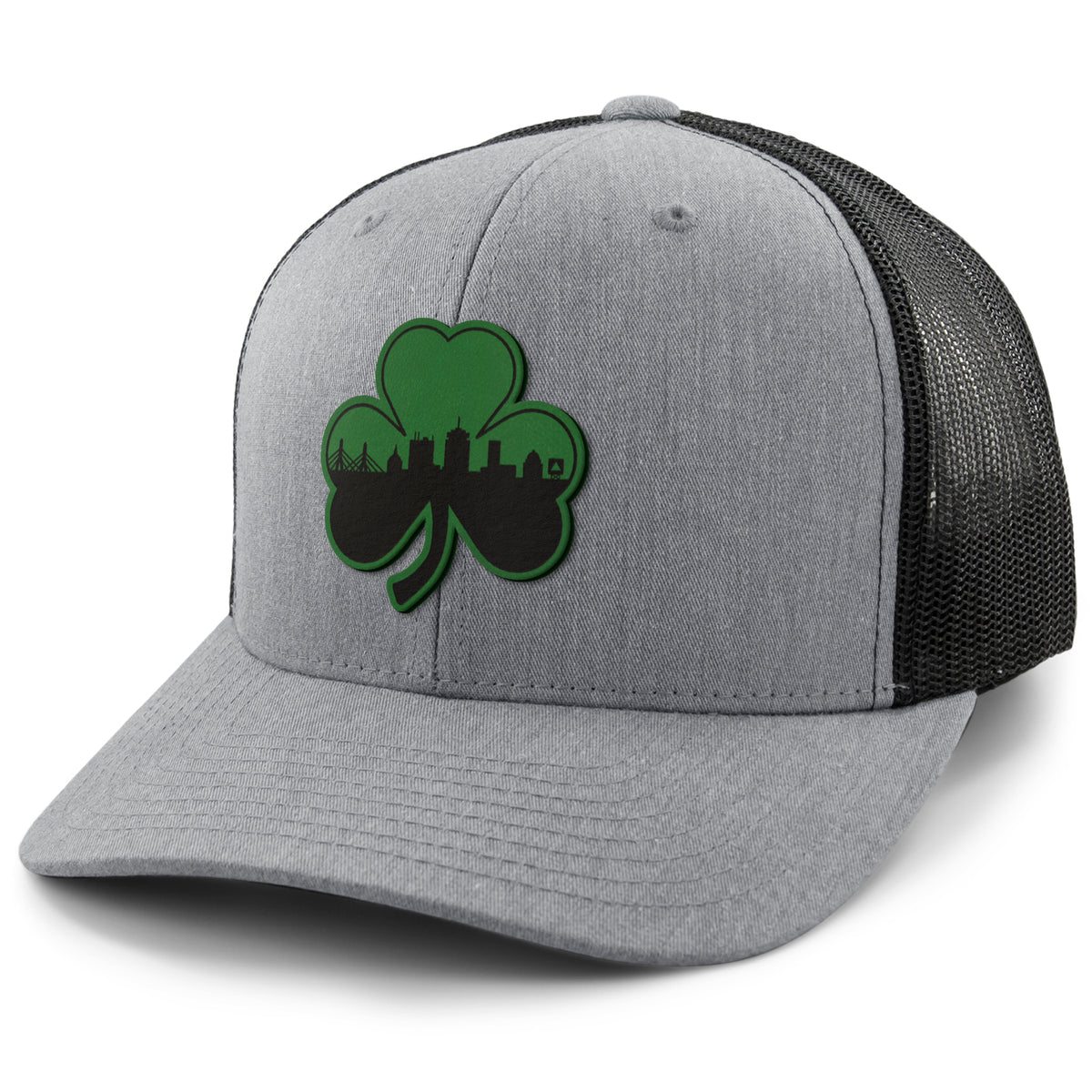 Green Tonal Shamrock Boston Skyline Classic Snapback Trucker Hat - Chowdaheadz