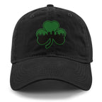 Green Tonal Shamrock Boston Skyline Dad Hat - Chowdaheadz