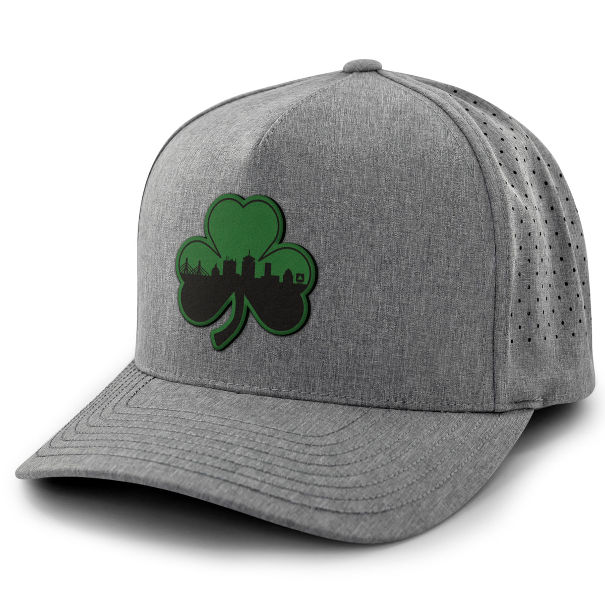 Green Tonal Shamrock Boston Skyline Performance Hat - Chowdaheadz