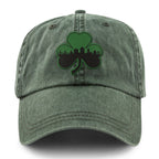 Green Tonal Shamrock Boston Skyline Washed Dad Hat - Chowdaheadz