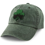Green Tonal Shamrock Boston Skyline Washed Dad Hat - Chowdaheadz