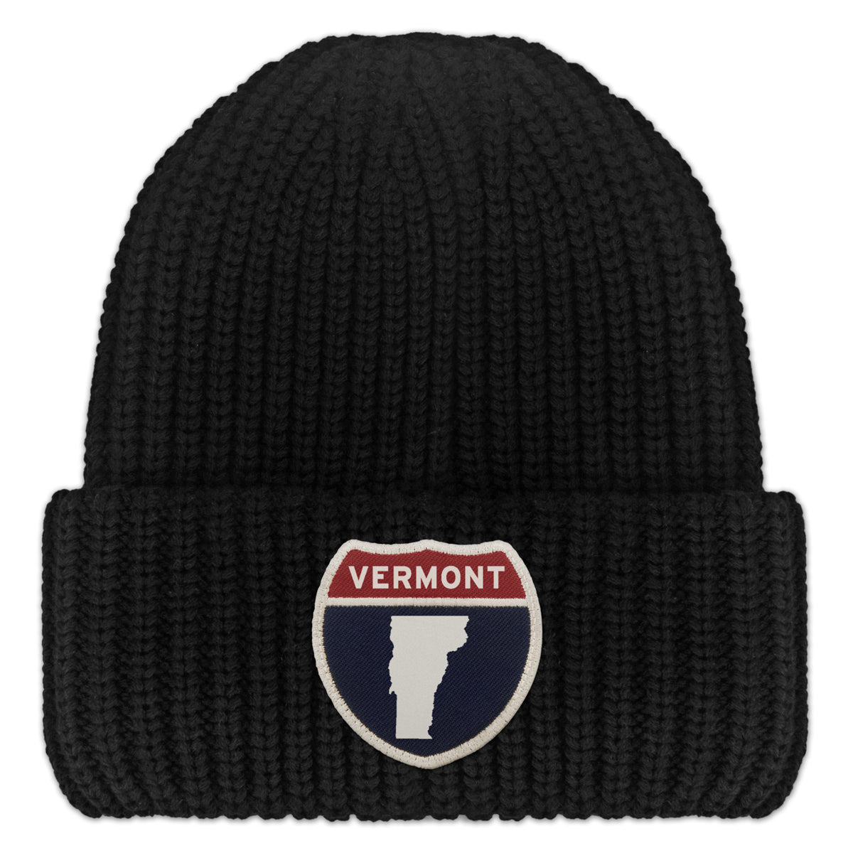 Vermont Interstate Patch Chunky Knit Winter Hat - Chowdaheadz