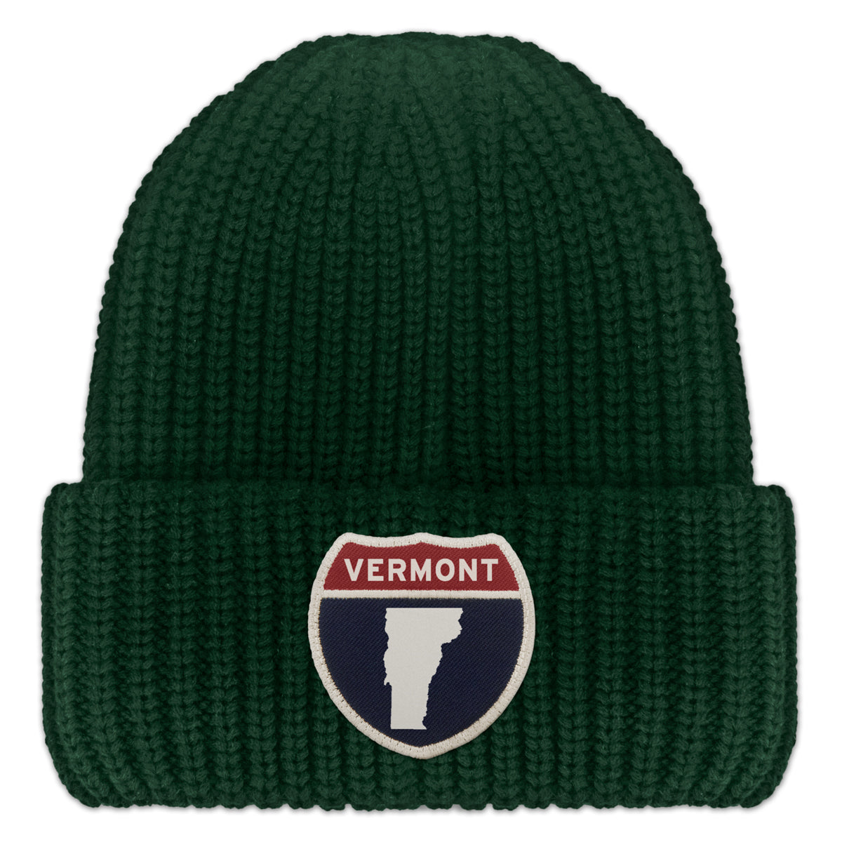 Vermont Interstate Patch Chunky Knit Winter Hat - Chowdaheadz