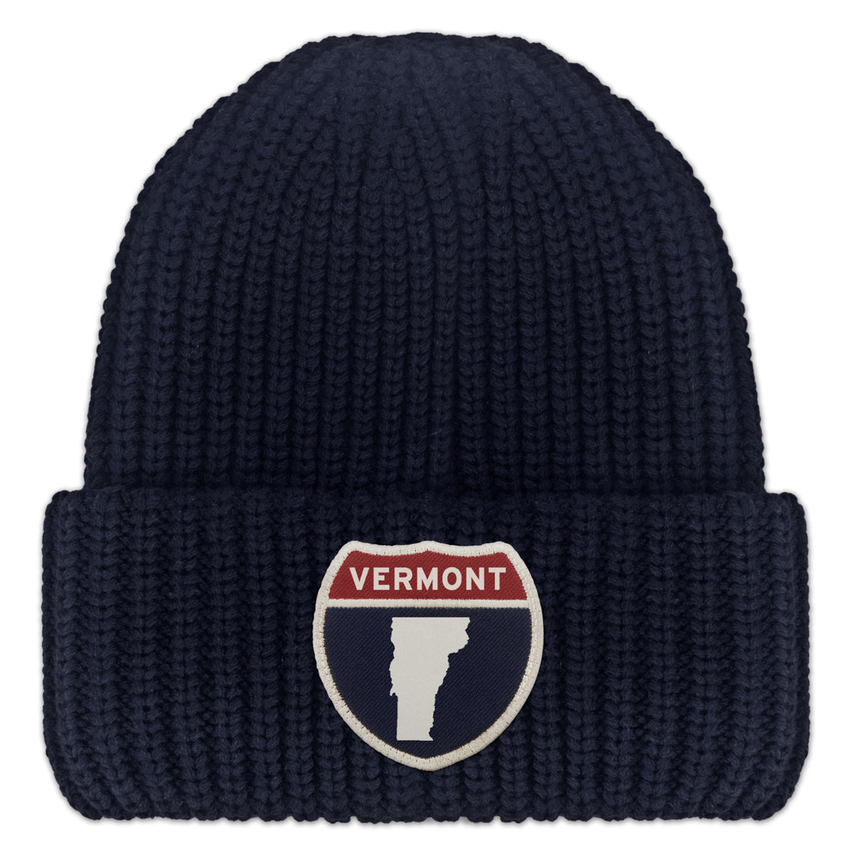 Vermont Interstate Patch Chunky Knit Winter Hat - Chowdaheadz