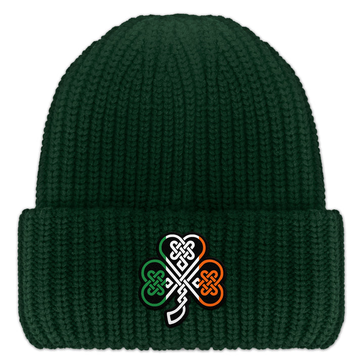 Irish Knot Shamrock Chunky Knit Winter Hat - Chowdaheadz