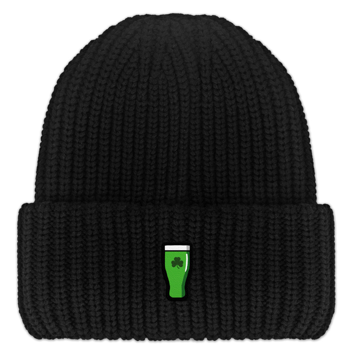 Mini Shamrock Green Beer Glass Chunky Knit Winter Hat - Chowdaheadz