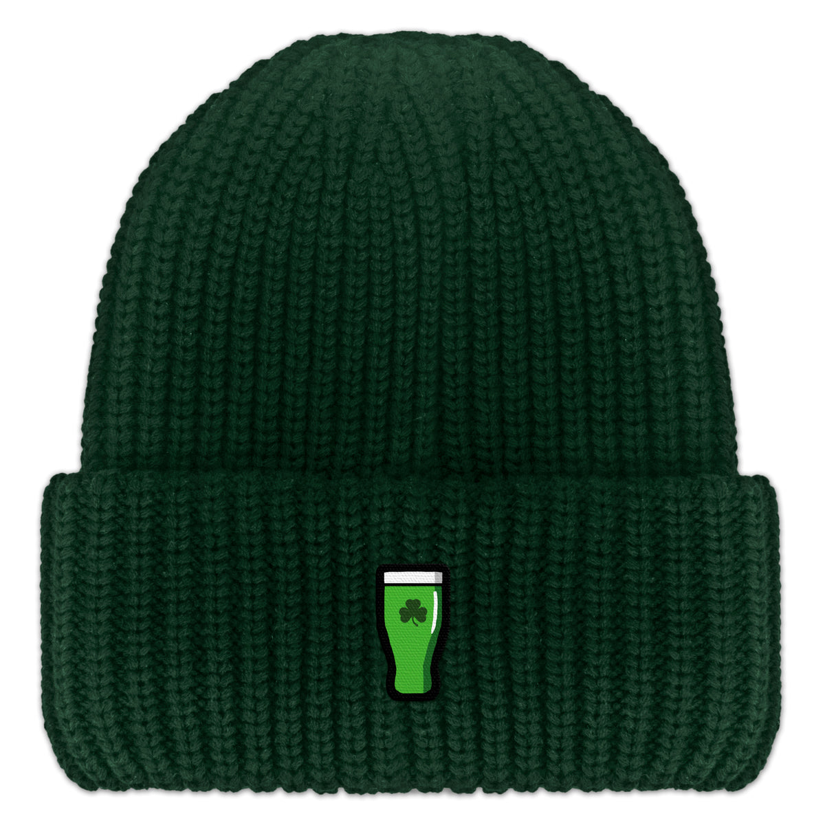 Mini Shamrock Green Beer Glass Chunky Knit Winter Hat - Chowdaheadz