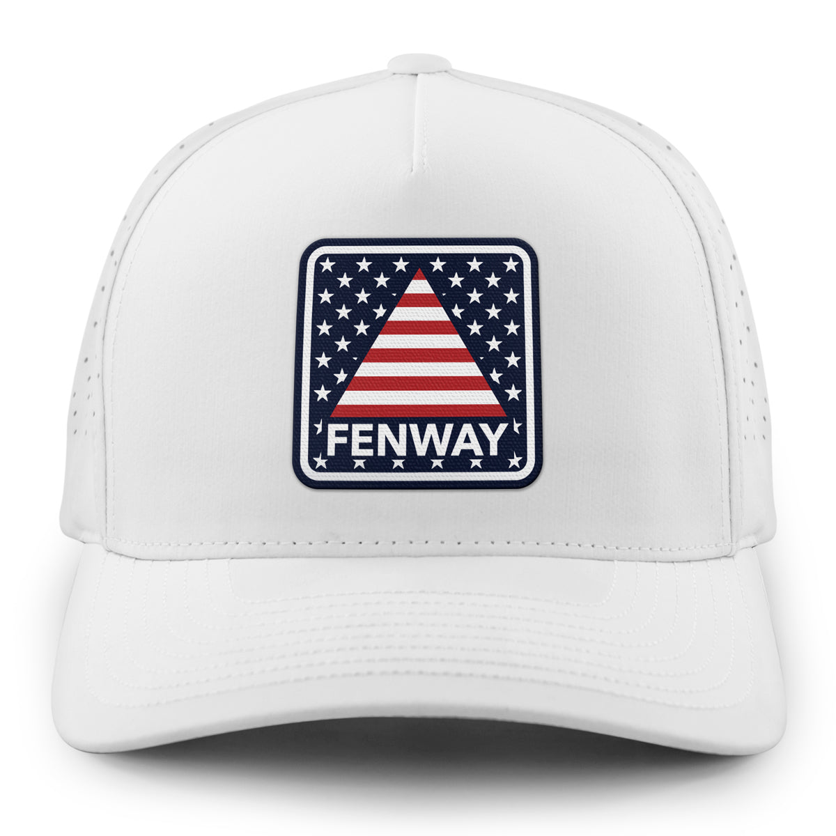 Gray performance hat with Fenway Stars & Stripes patriotic patch on front