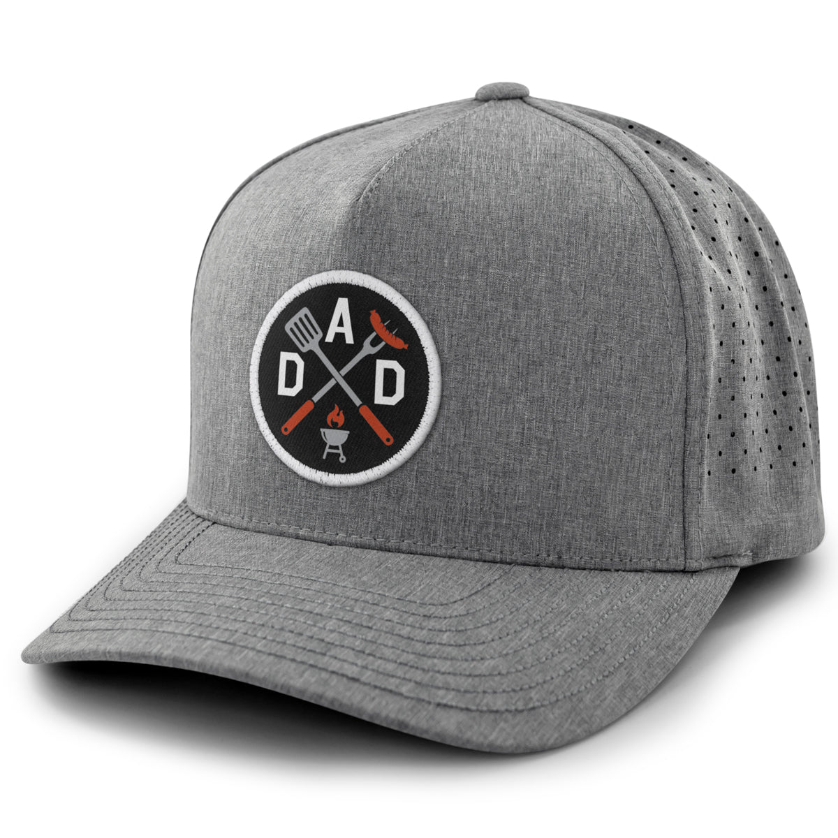 Side view of Dad Grilling Emblem performance hat