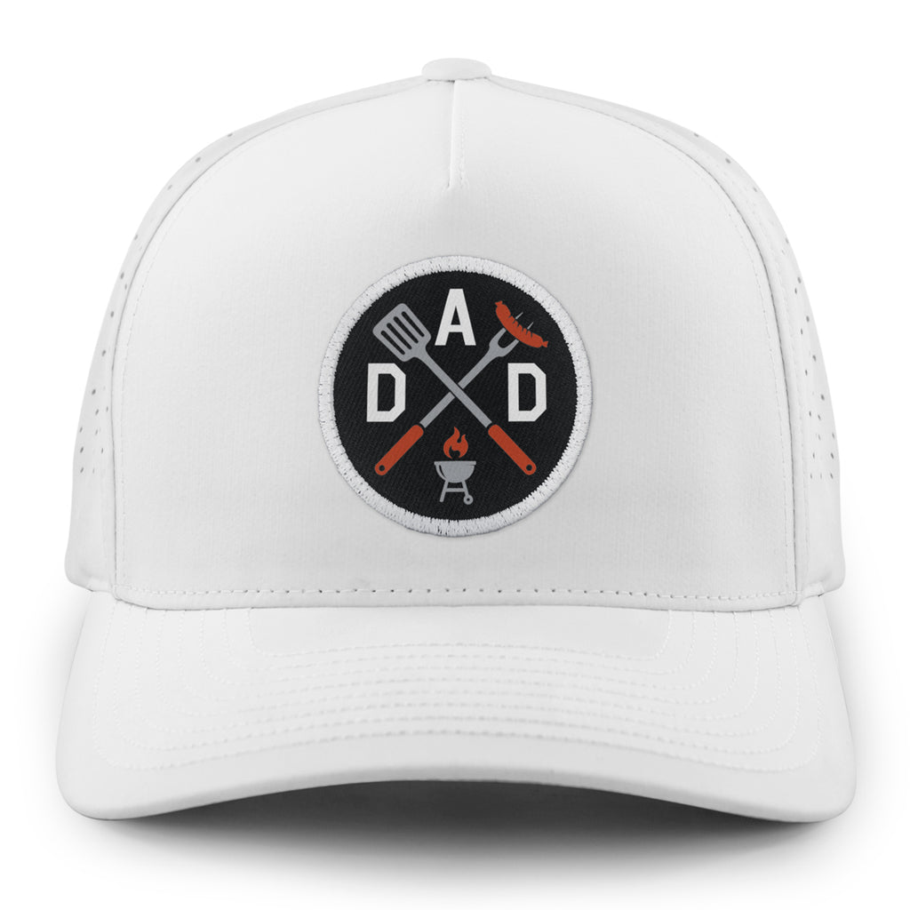 Adjustable snap back of Dad Grilling Emblem performance hat