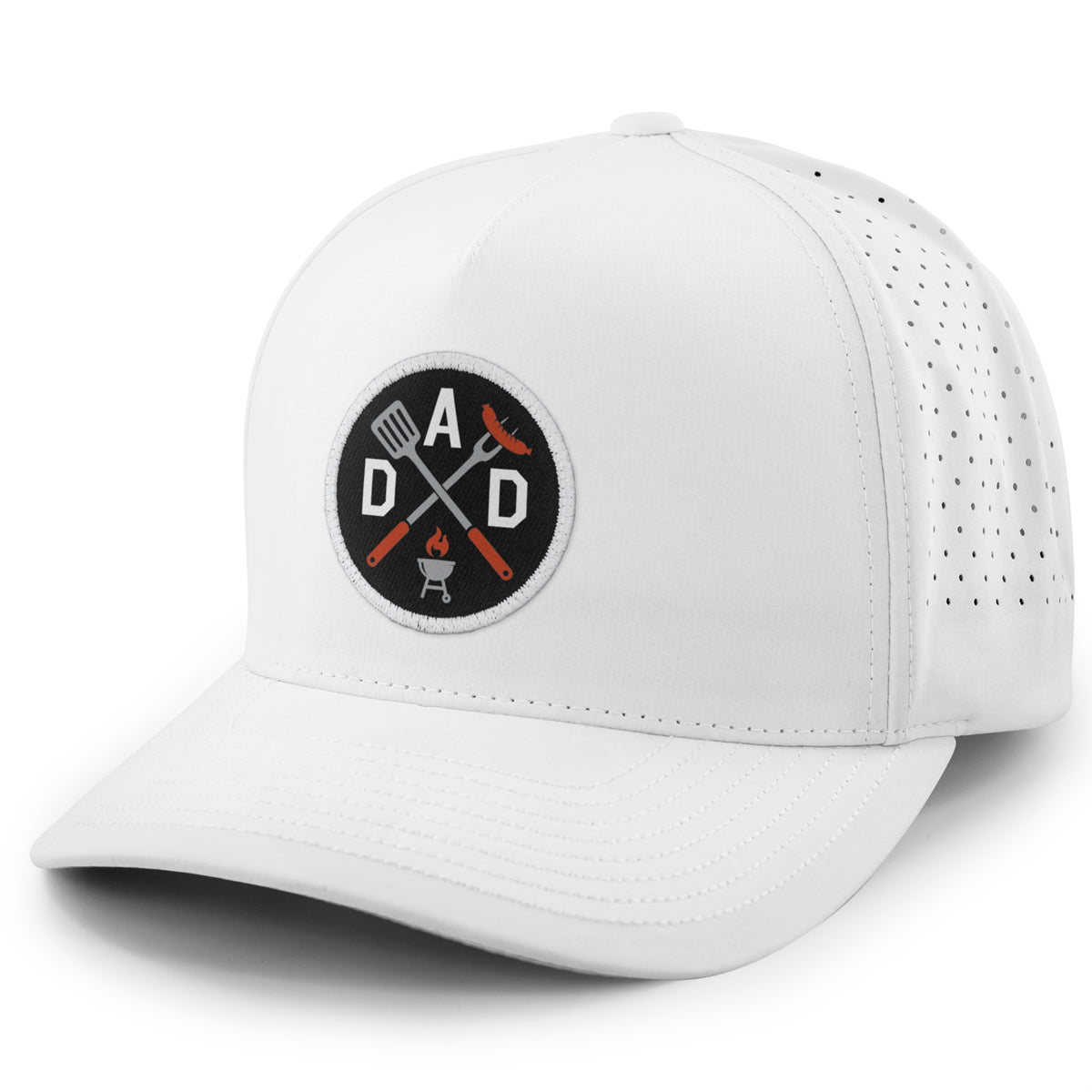 Top-down view of Dad Grilling Emblem performance hat