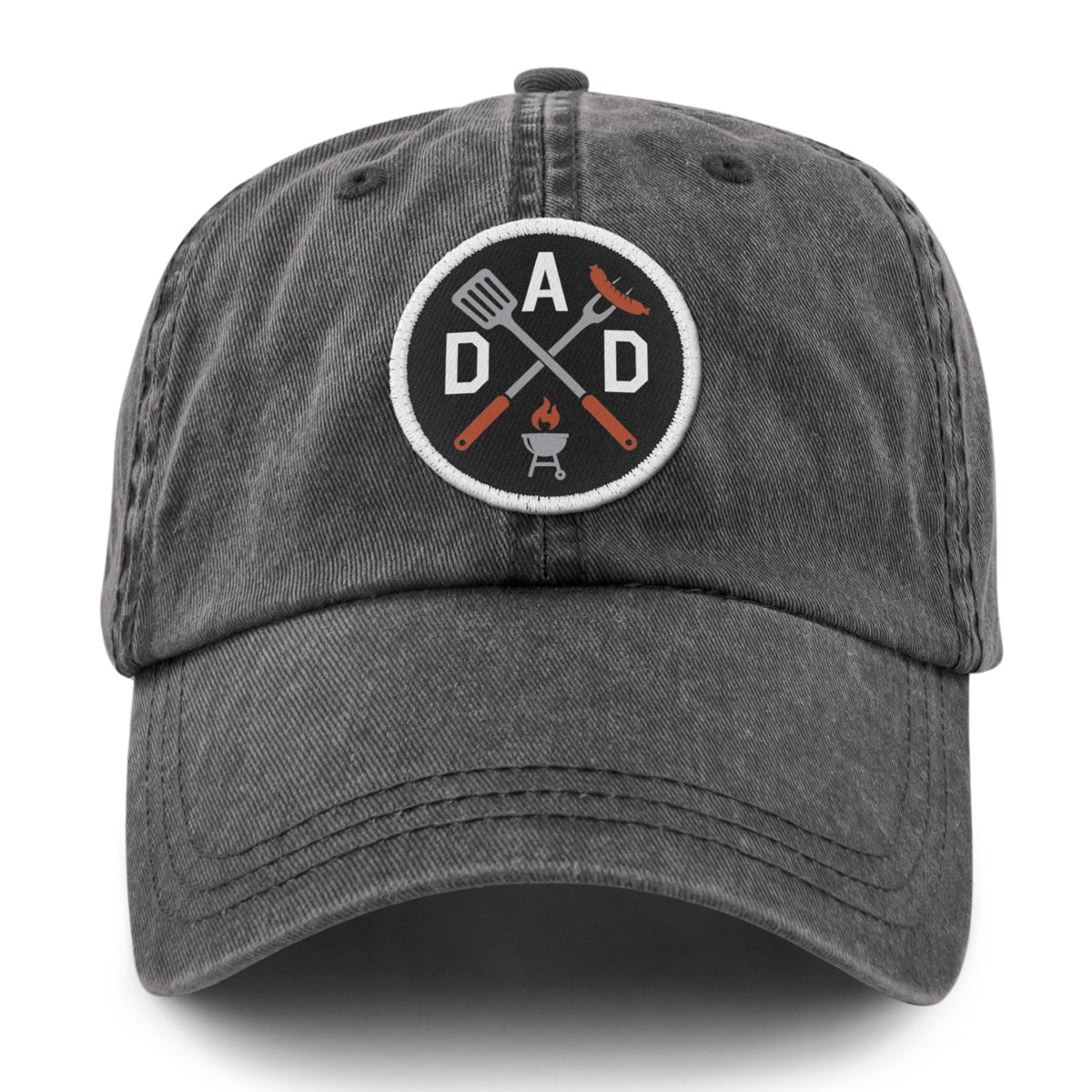 Side view of DAD Grilling washed dad hat in charcoal
