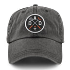 Side view of DAD Grilling washed dad hat in charcoal