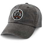 Charcoal washed dad hat with DAD Grilling printed twill patch on front