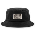 Black bucket hat with The Grill Sergeant embroidered emblem on front