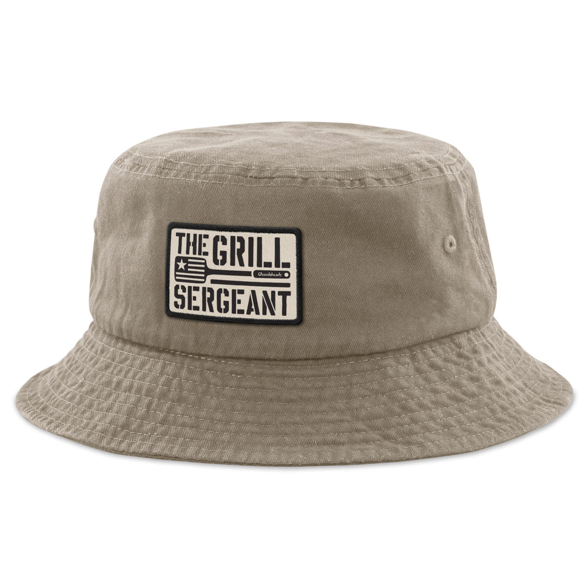 The Grill Sergeant emblem detail close-up on bucket hat