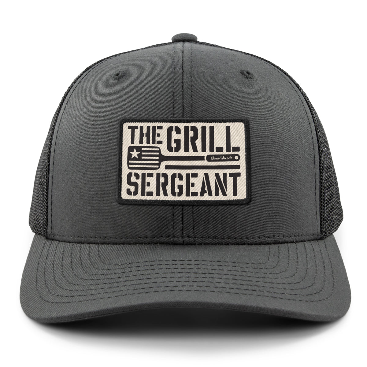 Side view of The Grill Sergeant snapback trucker hat