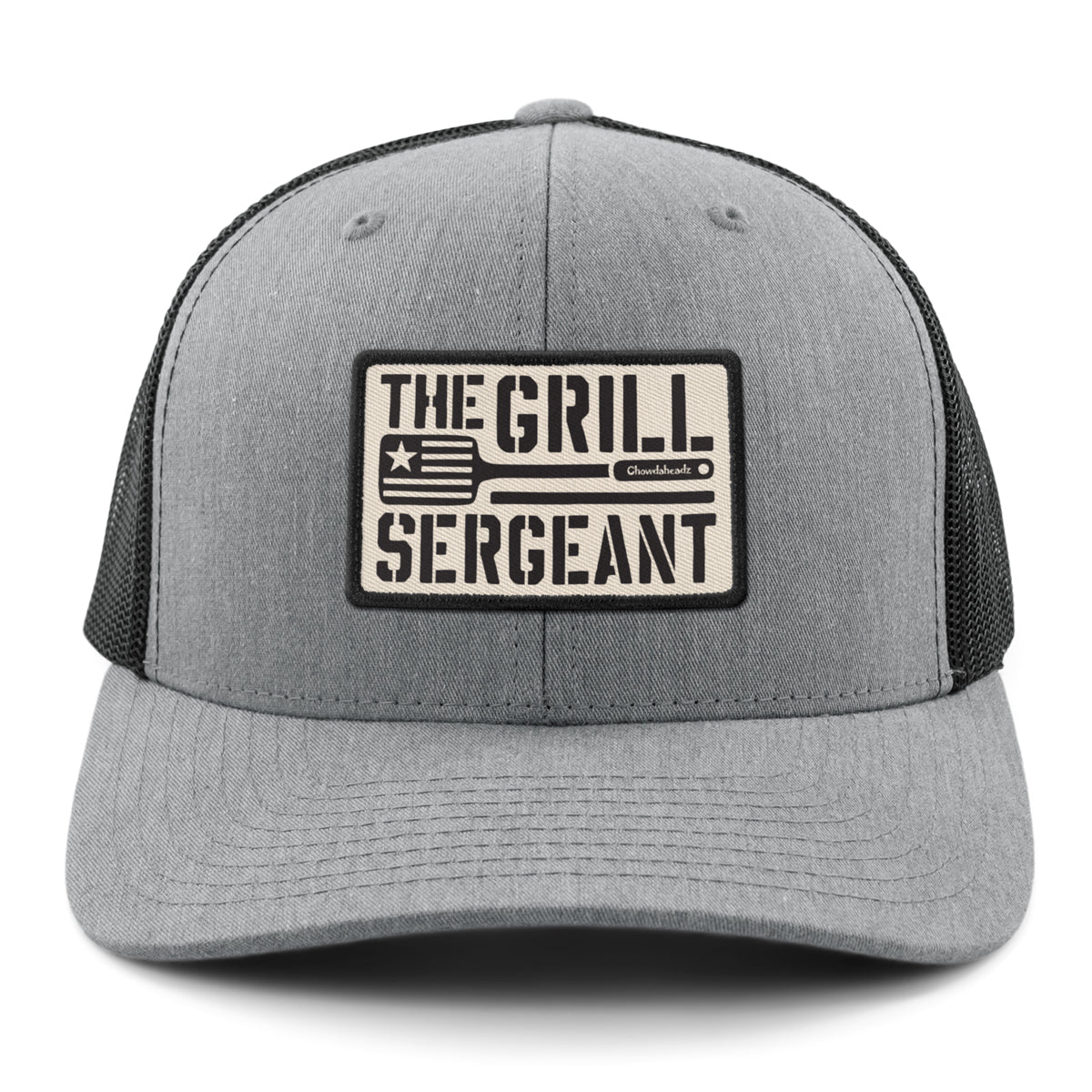 Top-down view of The Grill Sergeant snapback trucker hat