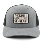 Top-down view of The Grill Sergeant snapback trucker hat