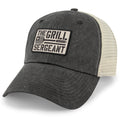 Black relaxed trucker hat with The Grill Sergeant leather patch on front
