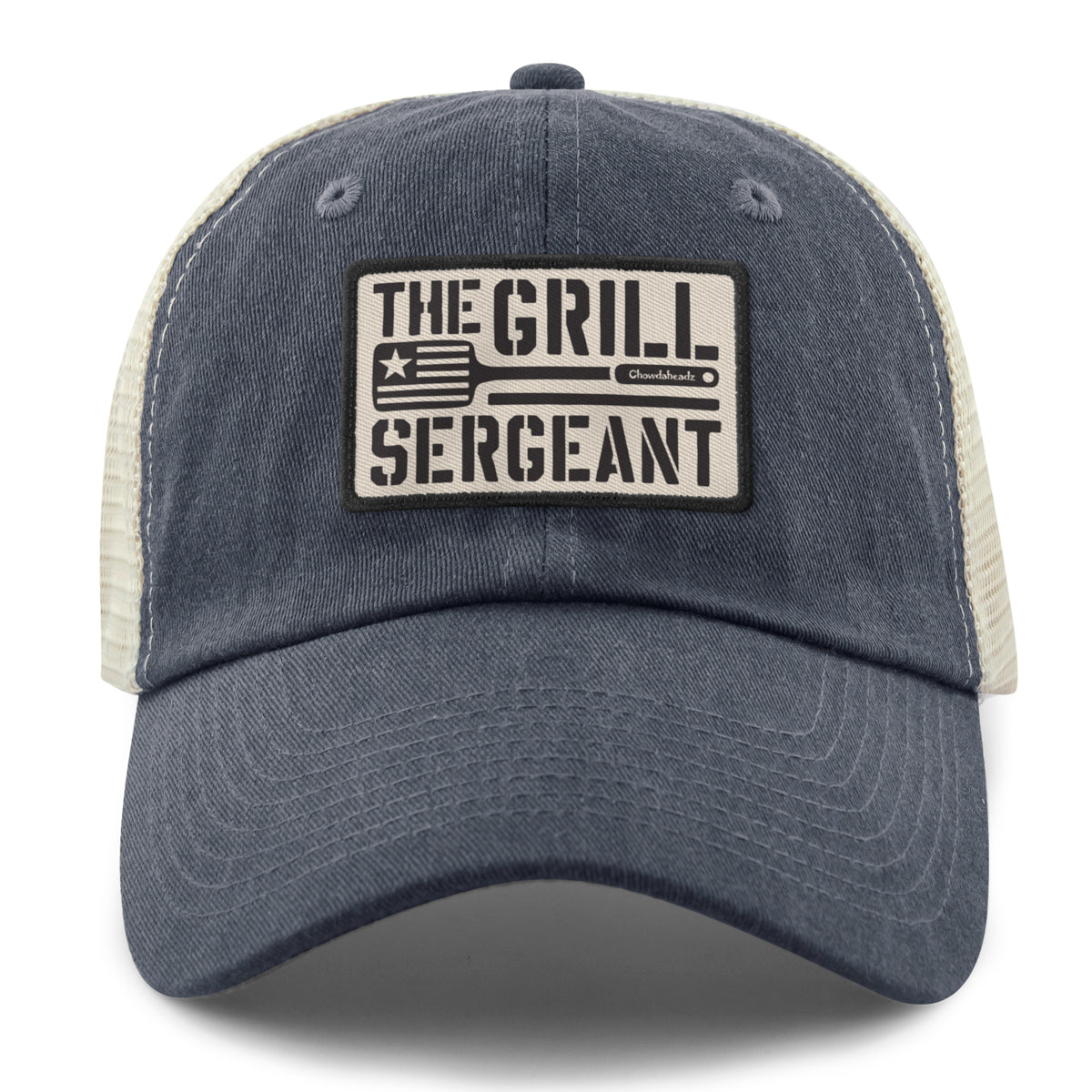 Side view of The Grill Sergeant relaxed trucker hat