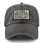 Top-down view of The Grill Sergeant washed dad hat