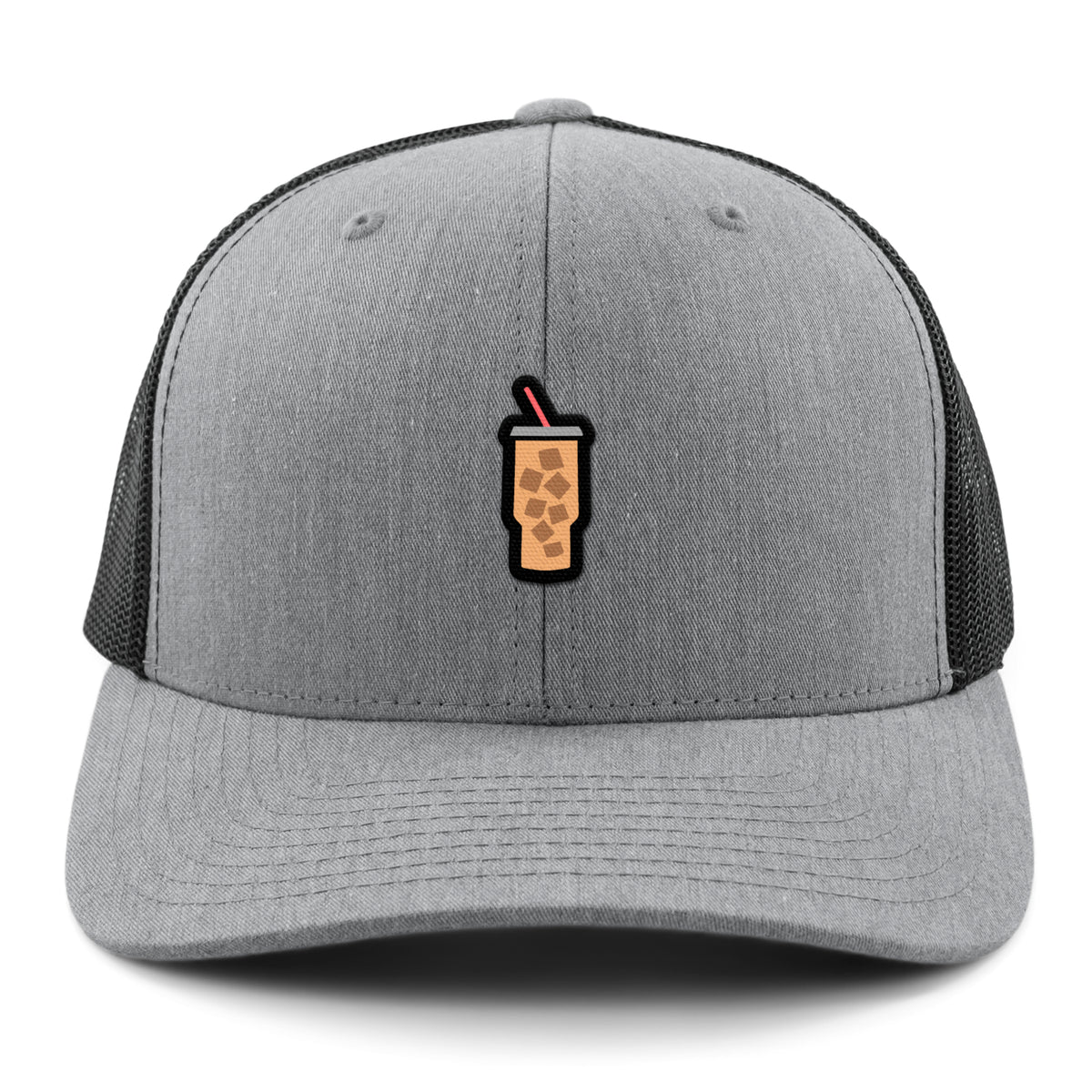 Top-down view of Mini Iced Coffee snapback trucker hat
