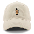 Black dad hat with Mini Iced Coffee embroidered cup on front