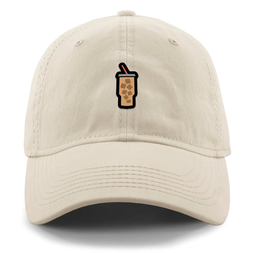 Black dad hat with Mini Iced Coffee embroidered cup on front