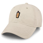 Stone dad hat with Mini Iced Coffee embroidered cup on front