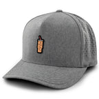 Gray performance hat with Mini Iced Coffee embroidered cup on front