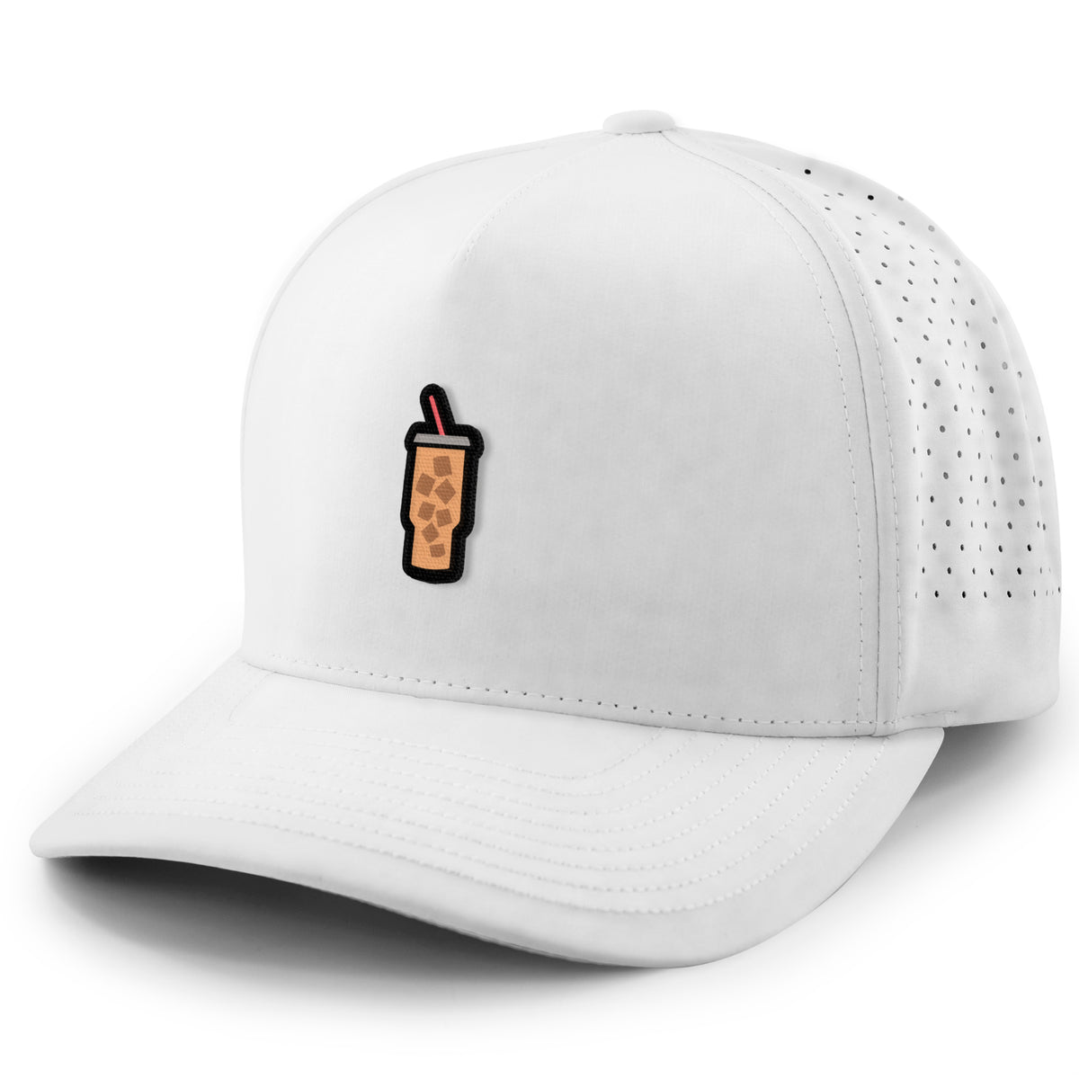 Back view of Mini Iced Coffee performance hat with perforated panels