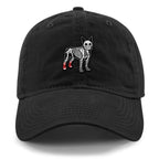 Top-down view of Mini Boston Terrier Skeleton dad hat