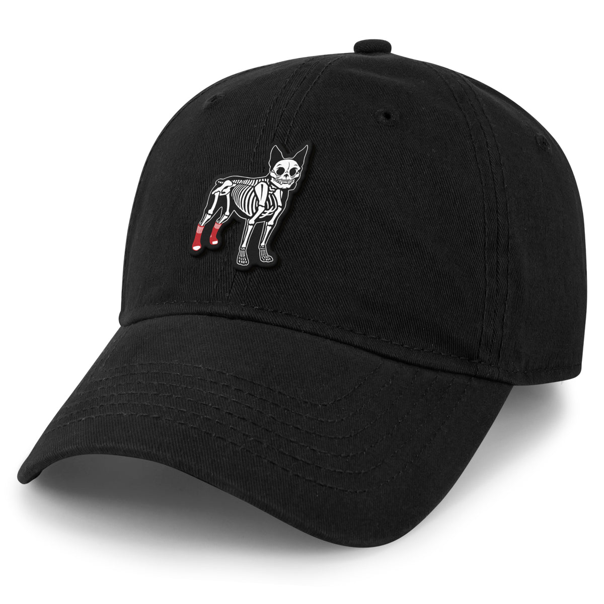 Side view of Mini Boston Terrier Skeleton dad hat