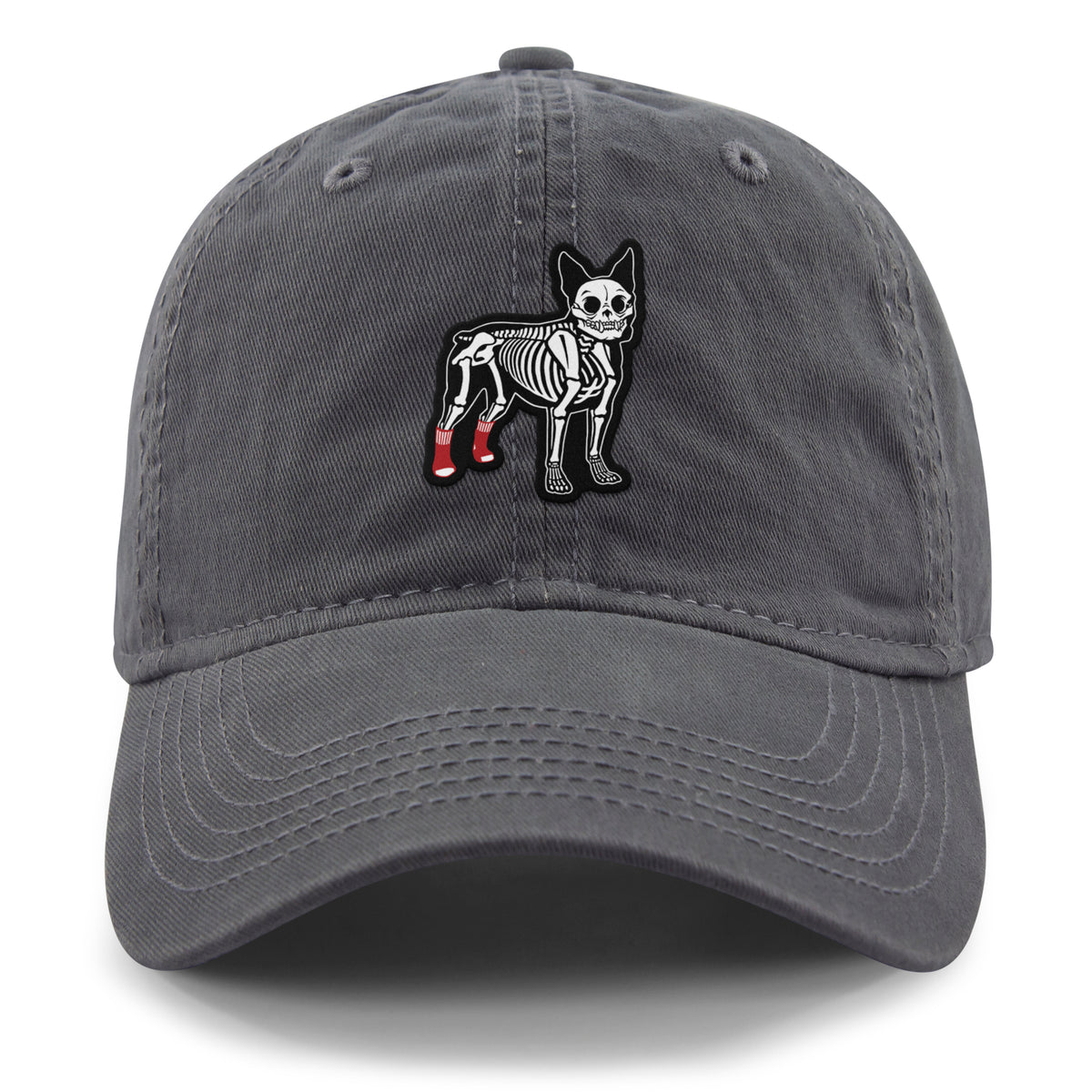 Mini Boston Terrier Skeleton dad hat profile view
